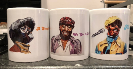 Mugs containing the art